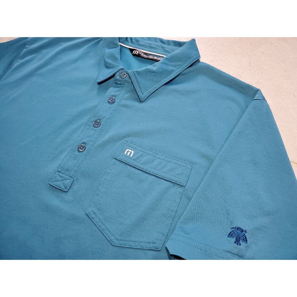 Travis Mathew Men's XL Golf Polo Short Sleeve Shirt The Thunderbirds Logo Blue